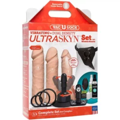 Doc Johnson Vac-U-Lock Dual Density Ultraskyn Dildo Set - Flesh - Vibration -Gay Verkaufe 1053 05 bx dupe2 1