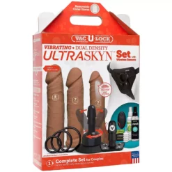 Doc Johnson Vac-U-Lock Dual Density Ultraskyn Dildo Set - Tan - Vibration -Gay Verkaufe 1053 06 bx dupe3